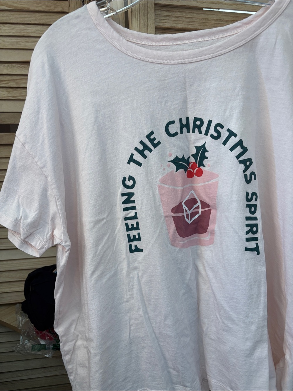 Feeling The Christmas Spirit Graphic Tee - Light Pink XXL